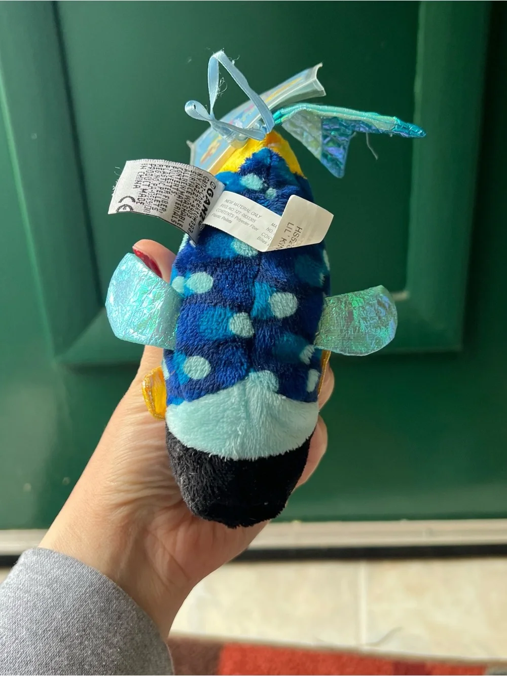 Ganz Webkinz Blue Polka Dot Plush Fish - Blue & Yellow